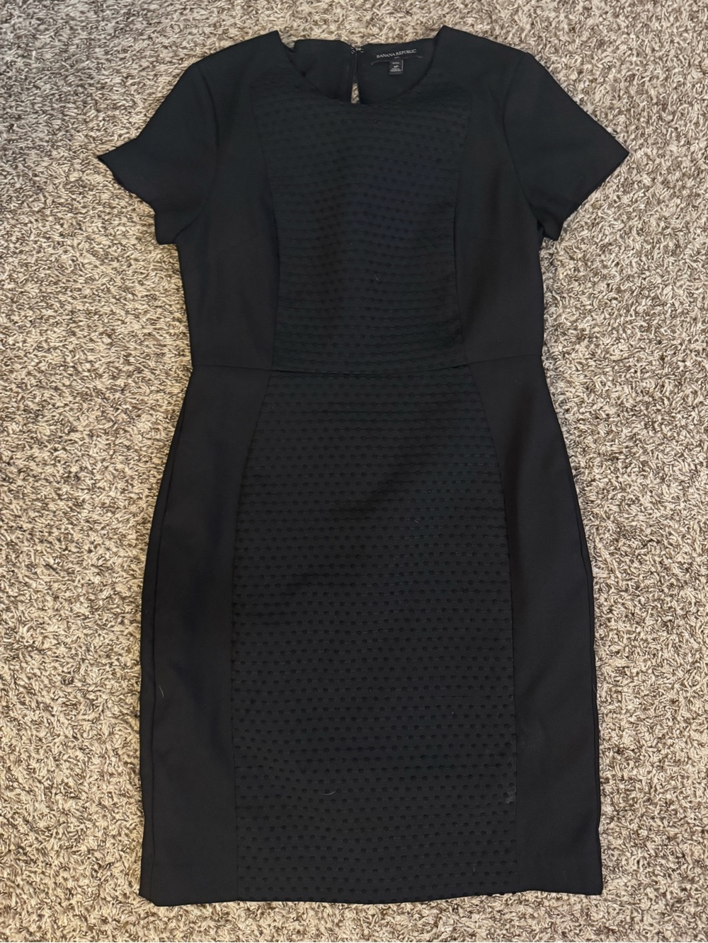 Banana Republic Black Short Sleeve Midi Sheath Dress